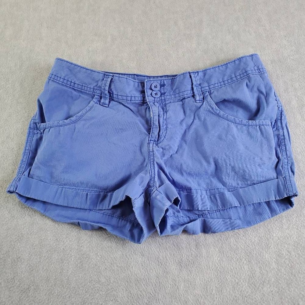 Le Tigre Shorts Juniors 9 Blue Solid Chino Flat Front
